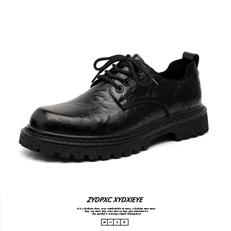 Деловые кожаные туфли, мужская повседневная обувь, британский стиль, инструментальная обувь, модные универсальные туфли на шнуровке, рабочая обувь для студентов 5164-E