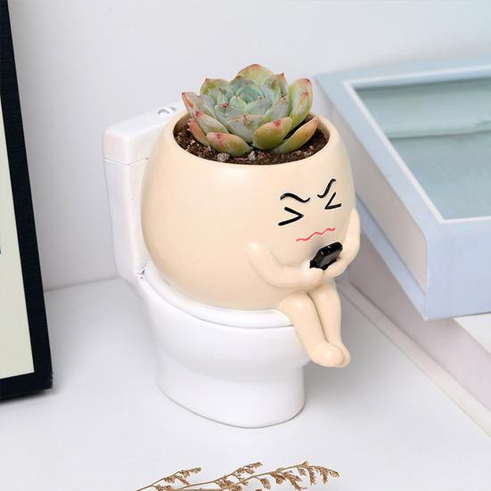 Горшок для растений Face Resin Buddy on Toilet Flowerpot Настольный декор Суккулентный горшок для домашнего офиса Комнатные растения Подарок любителям растений