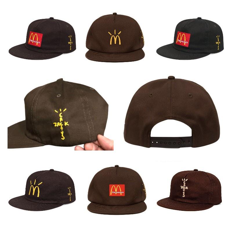 Бейсболка Travis Scott Mcdonald's Collaboration Вышитая, Регулируемая, Хлопок, Широкие поля