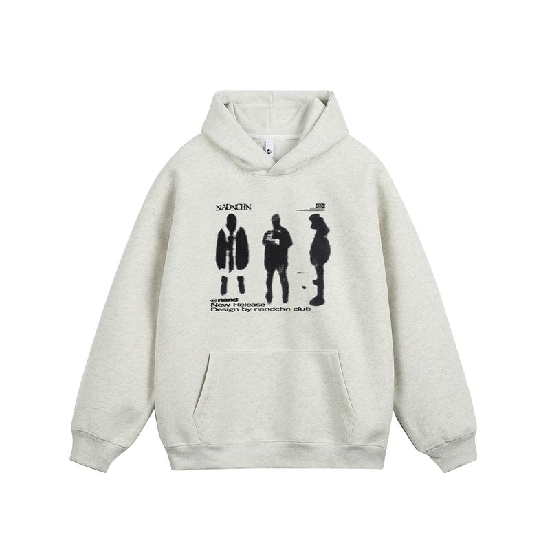 Men's Retro Printed Hooded Sweatshirt, New Autumn Style, High-End American Style, Loose Long-Sleeved Pullover Top, Trendy