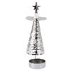 Spinning Candle Holder Rotating Candlestick Set for Romantic Wedding Christmas Party Silver