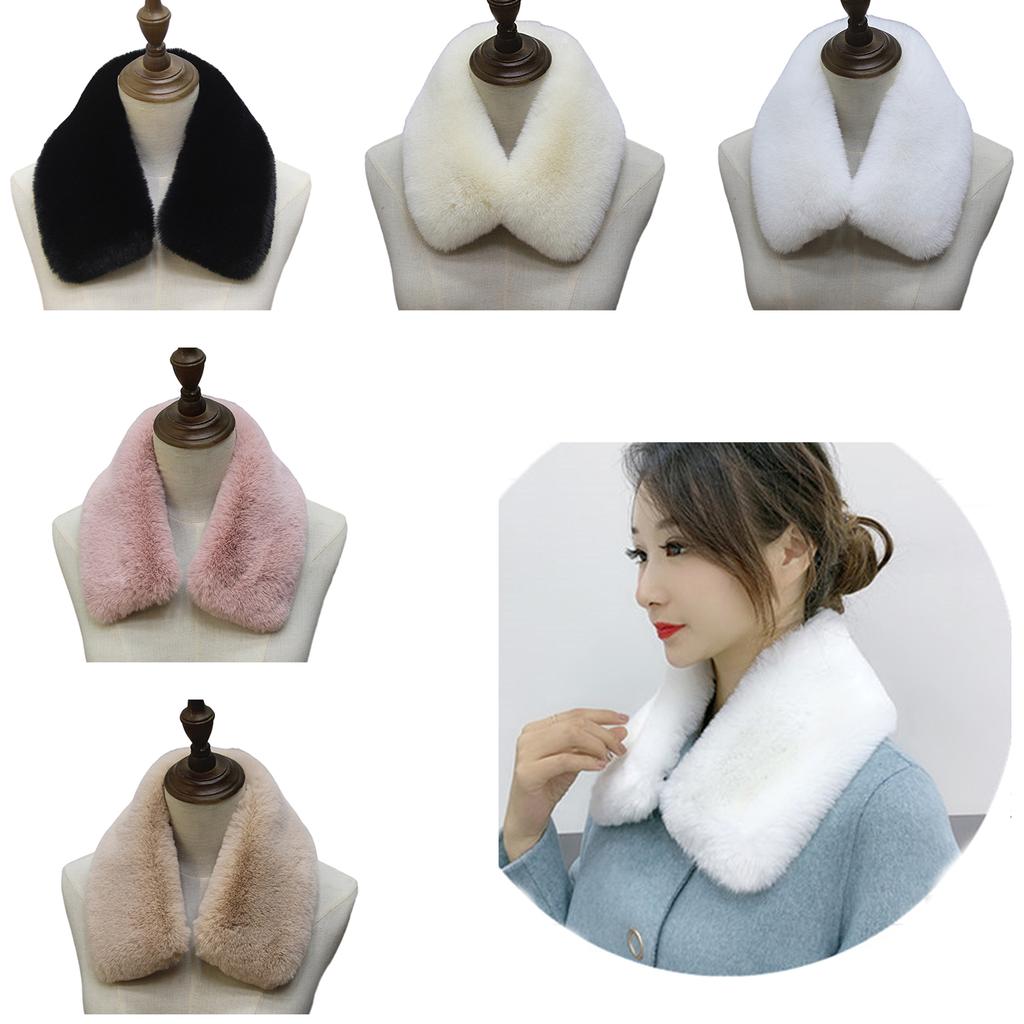 Imitation Rabbit Hair Scarf Women Furry Collar Shawl Solid Color Winter Detachable Fuzzy Fake Collar Wrap Vintage Scarf