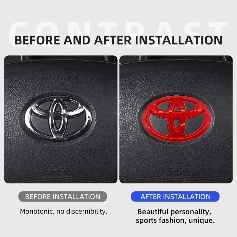 Car Steering Wheel Center Logo Styling Emblem Badge 6.5x4.5cm Sticker for Toyota Corolla Camry RAV4 Yaris Vios Hilux Prius CHR