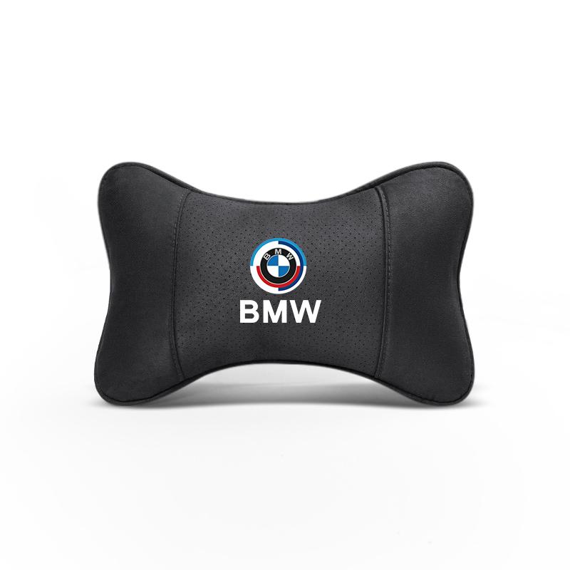 Car Seat Headrest Soft Suede Neck Pillow For BMW F30 F10 E90 F20 E46 E60 E70 E39 E36 E87 G20 Auto Interior Aaccessories keychain FR7