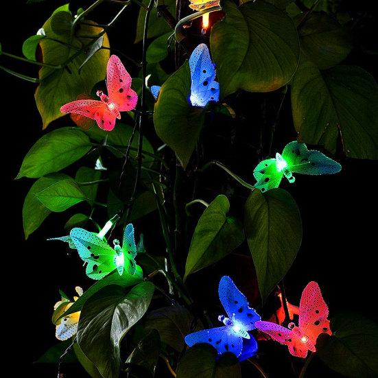 46011 LED Solar Optic Butterfly Dragonfly Power Fibre String Light Garden Decor