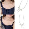 Unique Bowknot Pendant Necklace Fashion Beaded Necklace Elegant Necklace Alloy Texture Suitable for Daily Party Wear