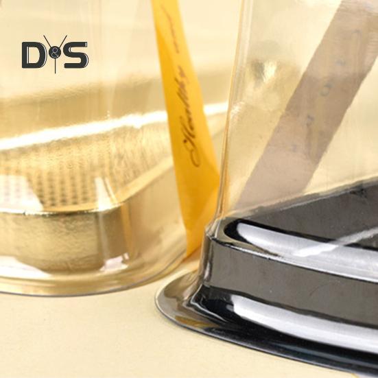 50Pcs Disposable Cake Box Anti-slip Texture Transparent Lid Waterproof Oilproof PET Moon Cake Tray Triangular Mousse Cake Packing Box