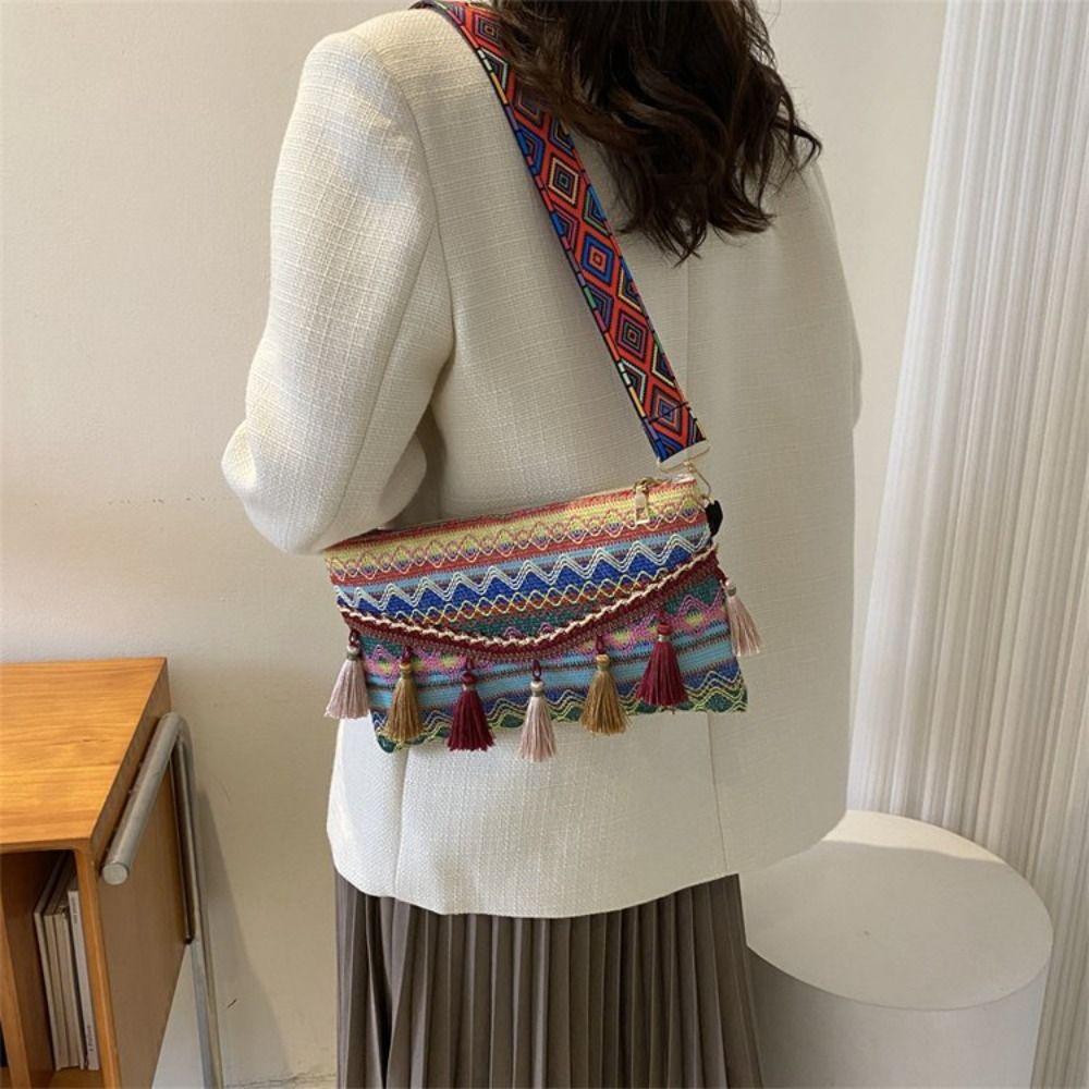 All-match Geometric Handbag Women Bag Large Capacity Bag Bohemian Shoulder Bag Fringe Shoulder Bag