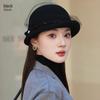Женский универсальный ретро элегантный куполообразный берет из шерстяного войлока с сетчатой отделкой - Коллекция Осень/Зима 2024