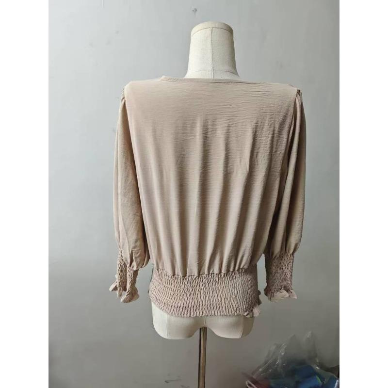 Loose Plus Size Round Neck Solid Color Nine Point Sleeves Women's Blouses & Shirts