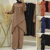 New Spring & Fall Muslim Two-piece Set Long Sleeves O-Neck Shirt Loose Pants Suit Casual Ladies Two-Piece Set Two-piece Set