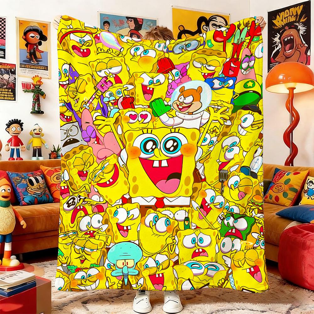 Throw Fluffy Soft Blankets S-Sponge-Bobs Sofa Blanket Bedspread on the Bed Home and Decoration Anime Bedspreads Picnic & Throws