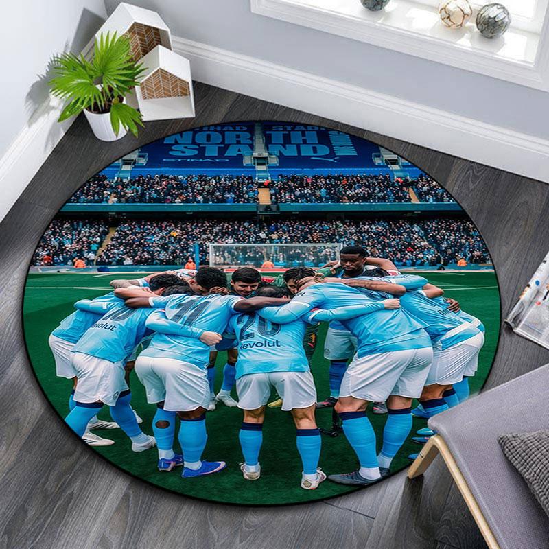 Man City Player pattern round rug,Carpet Rug for Living Room Bedroom Playroom ,Non-slip Floor Mat,Holiday Gifts and Birthday Gifts.