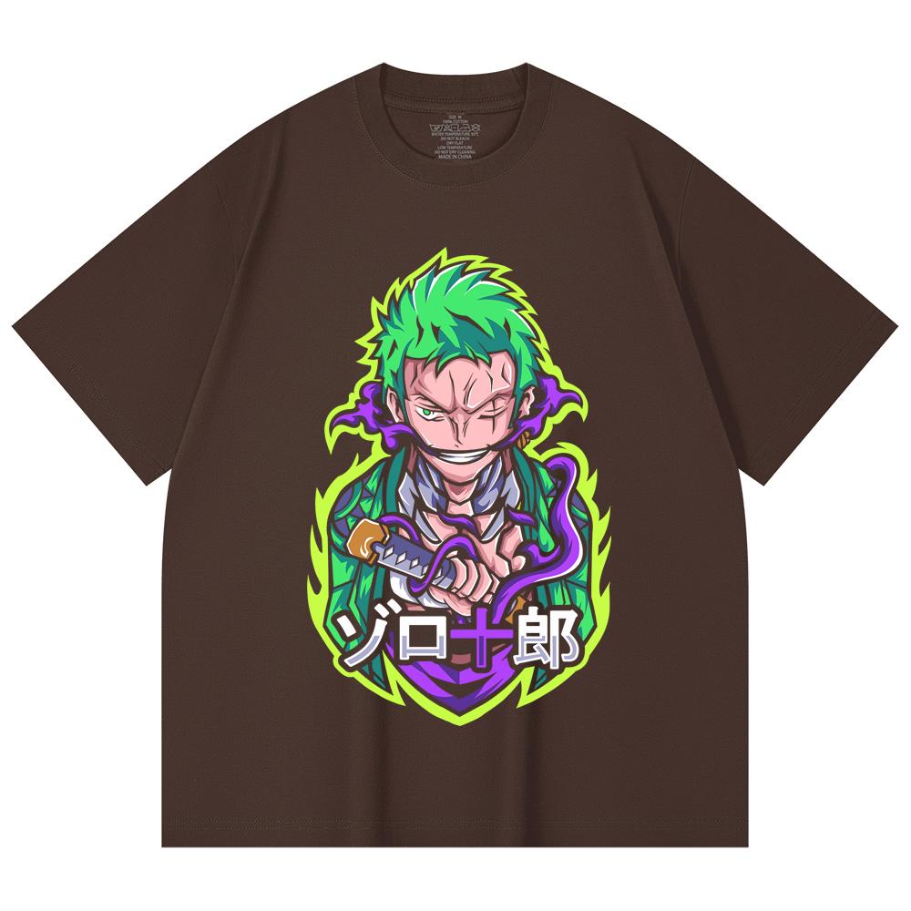 230 г/м² 100% хлопок Цельный V80 Принт Zoro Унисекс Тяжелая хлопковая футболка