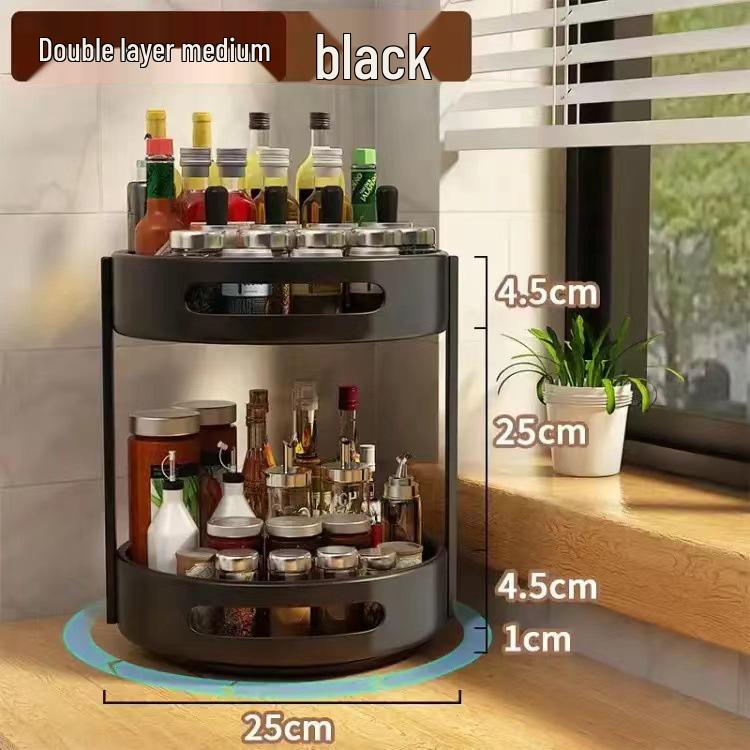 360° Rotating Spice Rack: Multifunctional Kitchen Condiment Storage Box