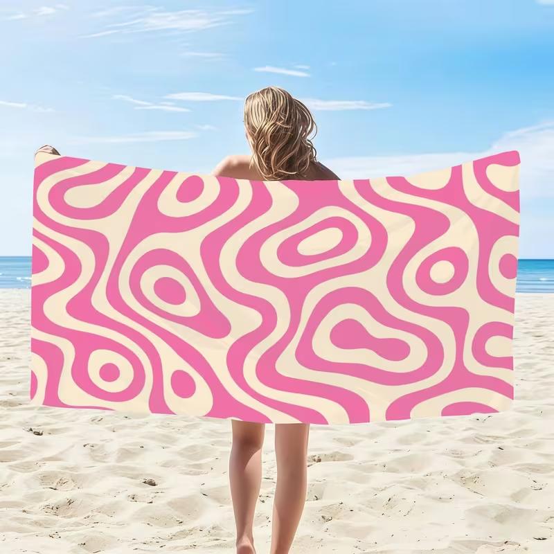 Cute Rainbow Print Beach Towel Light Blue Background Sand-Free Quick Dry Soft Towel for Beach Pool Travel Use