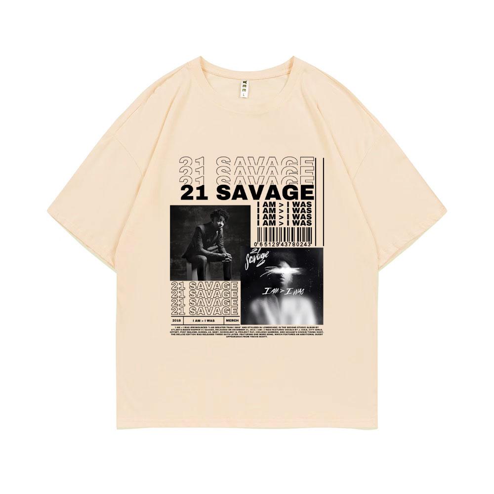 Rapper 21 Savage I Am I Was Music Album Graphic T-shirt Unisex Hip Hop T Shirts Male Vintage Casual Tshirt Unisex Fashion Streetwear