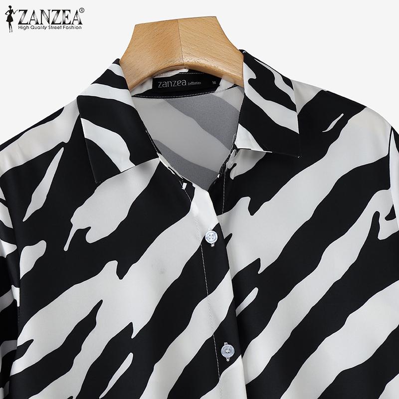 ZANZEA Женский повседневный комплект из двух предметов: длинная блузка и брюки с принтом зебры