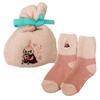 Small Planet Moomin Fluffy Socks In Drawstring Little Flowers and Pink Bag, My, Branches,