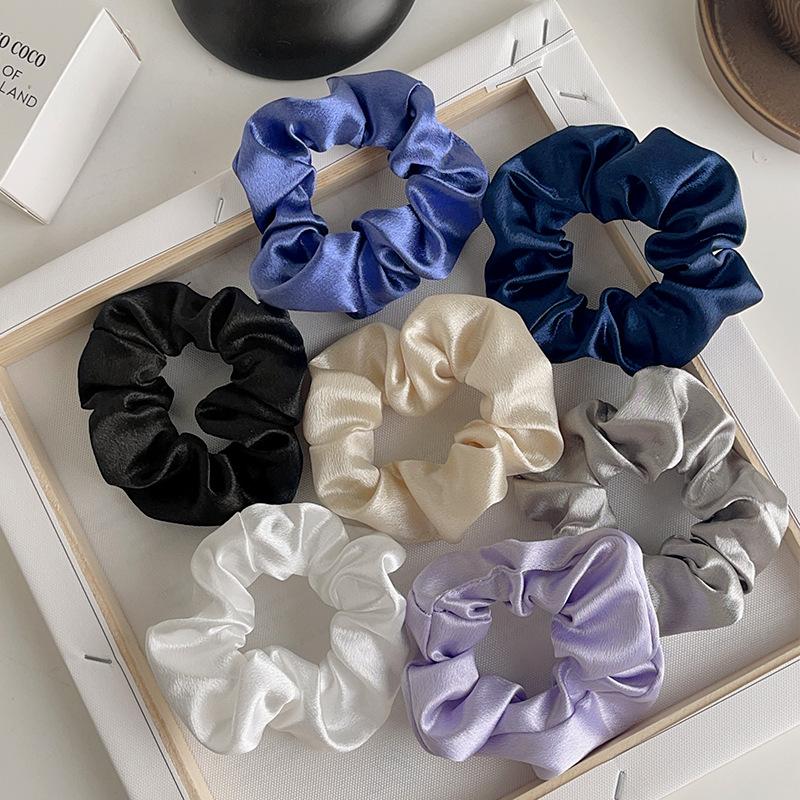 Vintage Crystal Satin Large Intestine Ring Premium Hair Band Headband Rubber Band Head Flower Hair Accessories Women