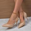 Lucyever Patent Leather Nude Pumps Women Plus Size Pointed Toe Office High Heel Shoes Woman 2024 Classic Shallow Mouth Pumps 42
