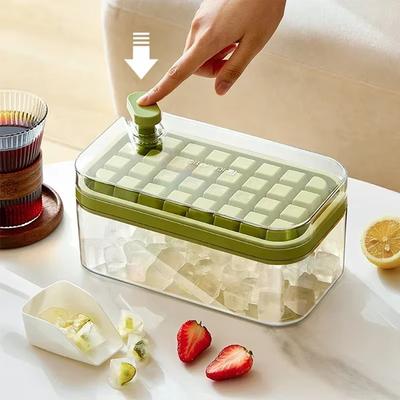 Форма для льда с крышкой, быстрого приготовления, одним нажатием, лоток для кубиков льда, большая вместимость, пищевой ледогенератор, удобный инструмент