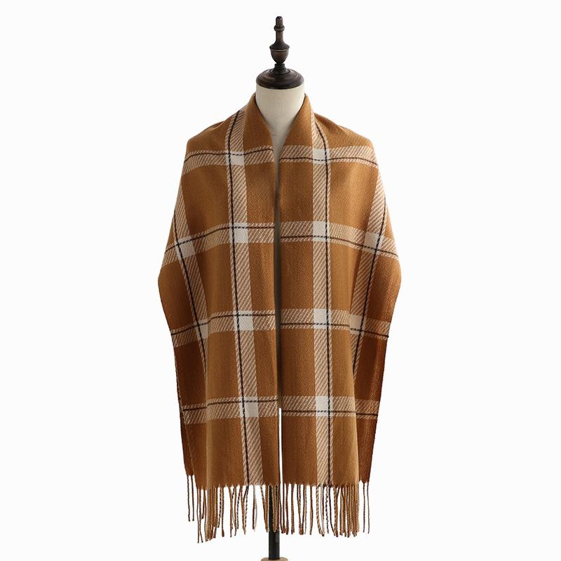 Scarf Woman Winter Sweet Warm Scarf Shawl 2025 Imitation Cashmere Scarf Plaid Scarf Shawl