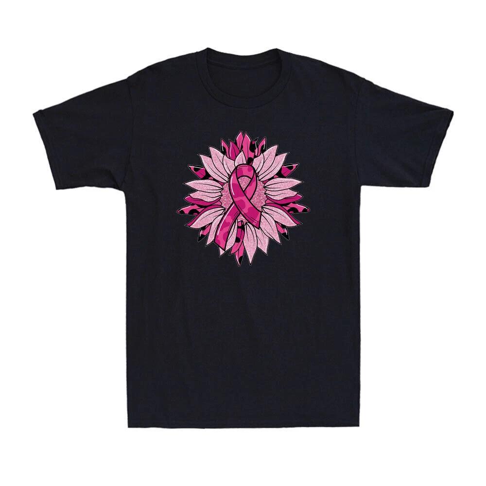 In October We Wear Pink Breast Cancer Awareness Sunflower Pink Ribbon T-Shirt