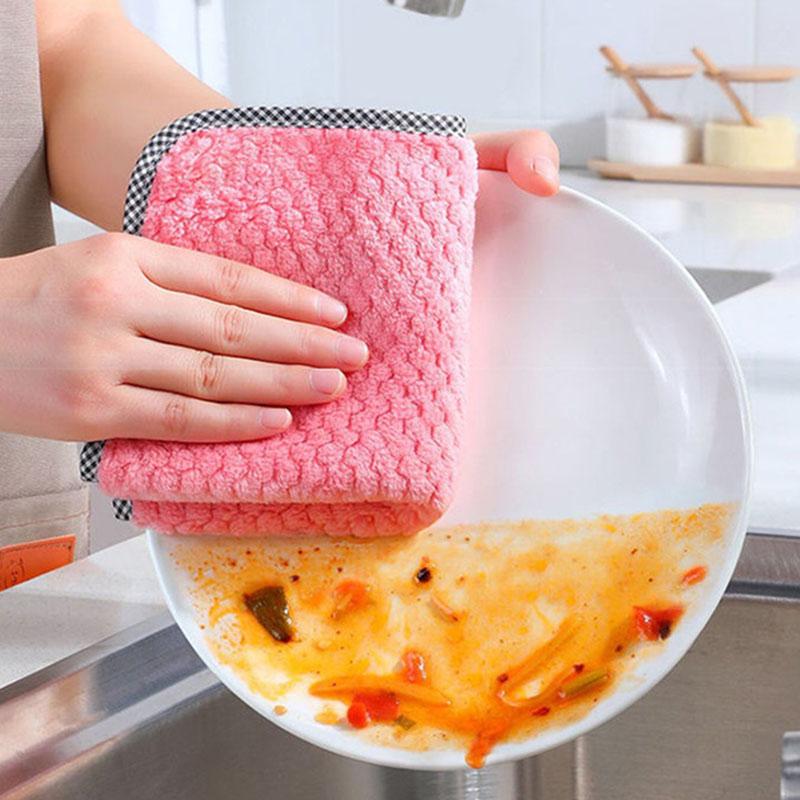 Суперабсорбирующие кухонные полотенца из микрофибры - Нелипкие, Жироотталкивающие, Многоразовые салфетки для уборки