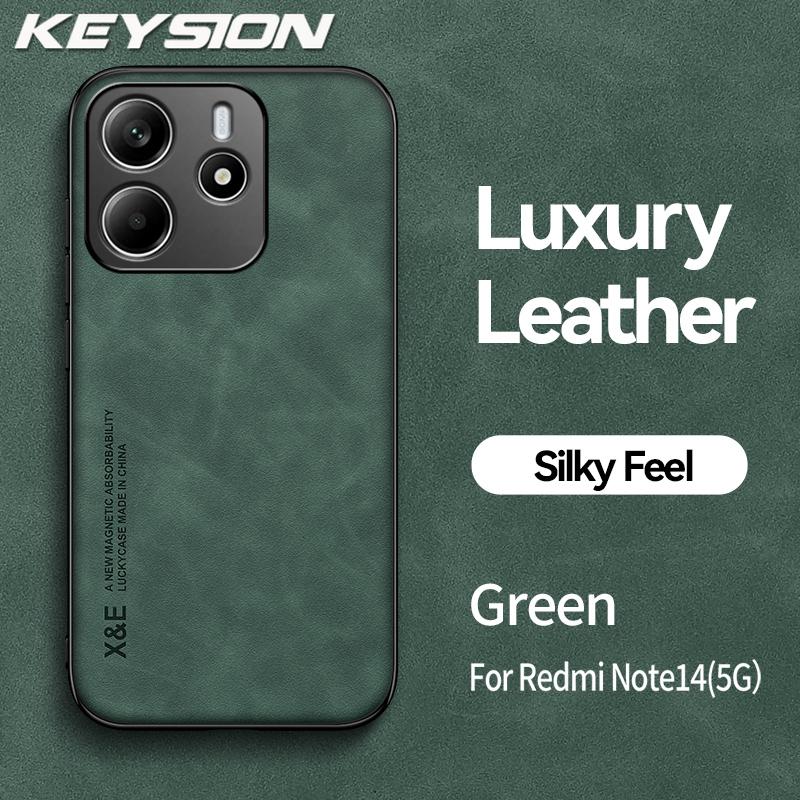 KEYSION Роскошный ретро чехол из ПУ кожи для Redmi Note 14 4G 14 Pro 5G Силикон+ПК Ударопрочный чехол для телефона для Redmi Note 14 Pro+ 5G