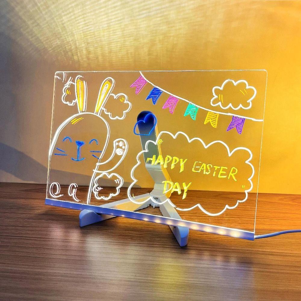 Dry Erase Board Acrylic Message Note Board LED Bedroom Night Lamp Gifts Note Board with Colors