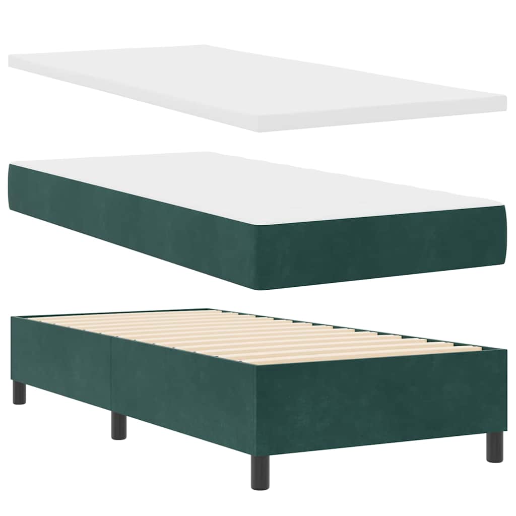 Box Spring Bed with Headboard Dark Green 200 x 90 cm Velvet