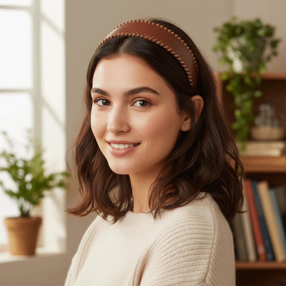 Korean Style Women Hair Hoop Non-Slip Wide Edge Hairband Sweet Leather Headband Wash Face