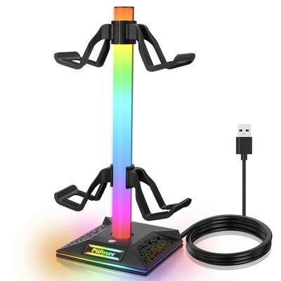Игровой контроллер EB03 RGB и держатель для наушников с 10 режимами освещения, 2 портами USB, подставка для гарнитуры для настольных аксессуаров для ПК-геймеров