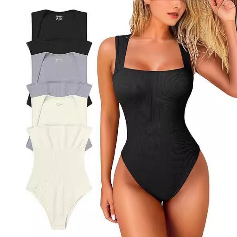 2025 Sexy U-Neck Slimming Tank Bodysuit for Women-Sleeveless Bodycon Jumpsuit, Stretchy Tight Vest Top with Snap Closure,Viral Figure Hugging Outfit
