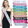 Birthday Girl Sash, Birthday Sash for Women Glitter Sash with Multicolor Foil, Party Favors Supplies for Sweet 16, 18th 21st 30th or Any Bday Party