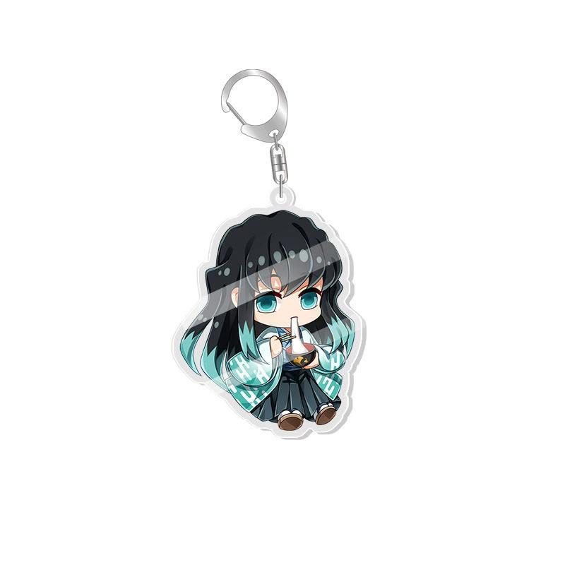 Брелок-подвеска Аниме Клинок, рассекающий демонов Kimetsu No Yaiba Камадо Тандзиро Двусторонний HD Подвеска для сумки Подарок для фанатов Реквизит для косплея Ювелирный подарок