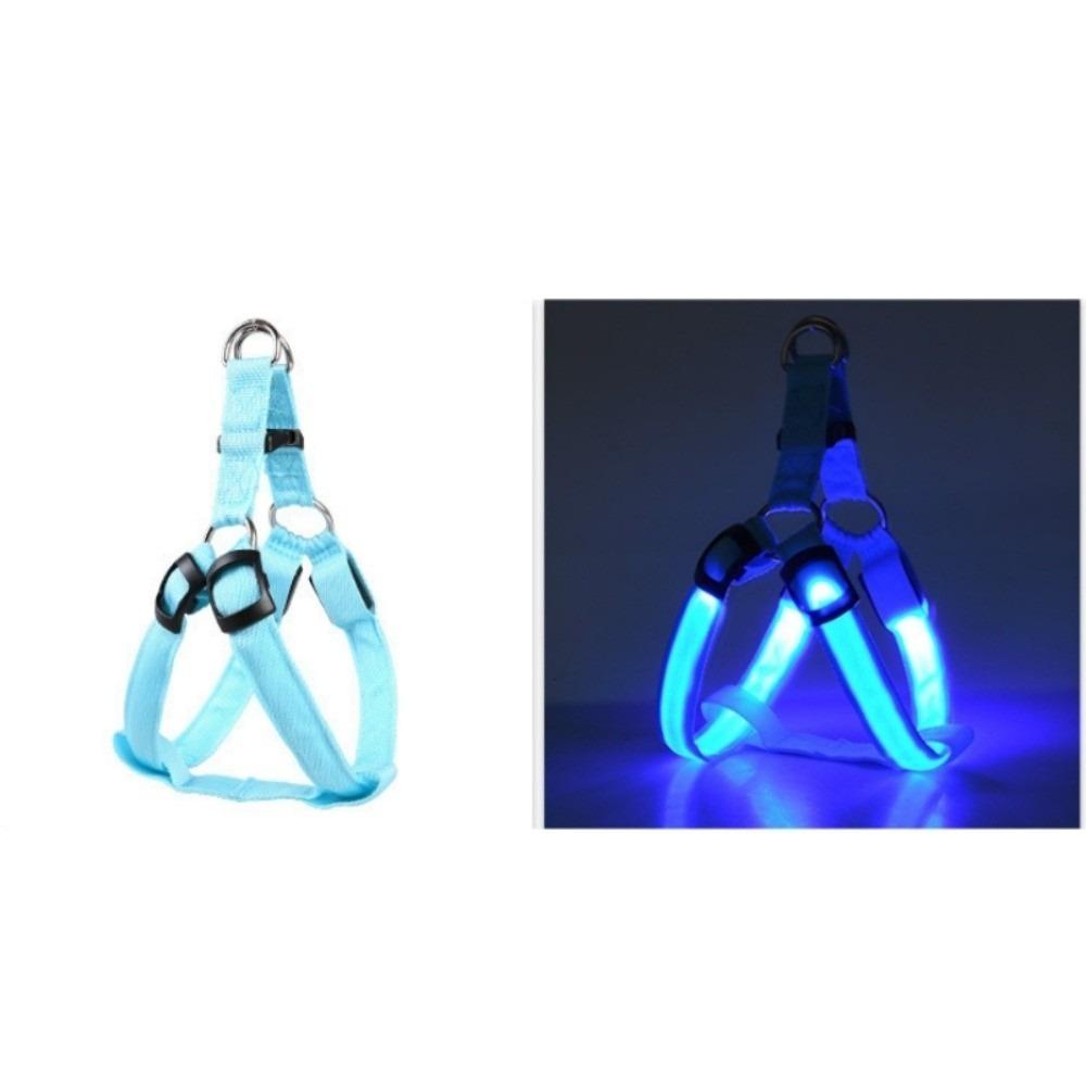 Durable Light Up LED Dog Harness Adjustable Rechargeable Luminous Pet Chest Strap Soft Flashing Dog Glowing Vest Pet Safety