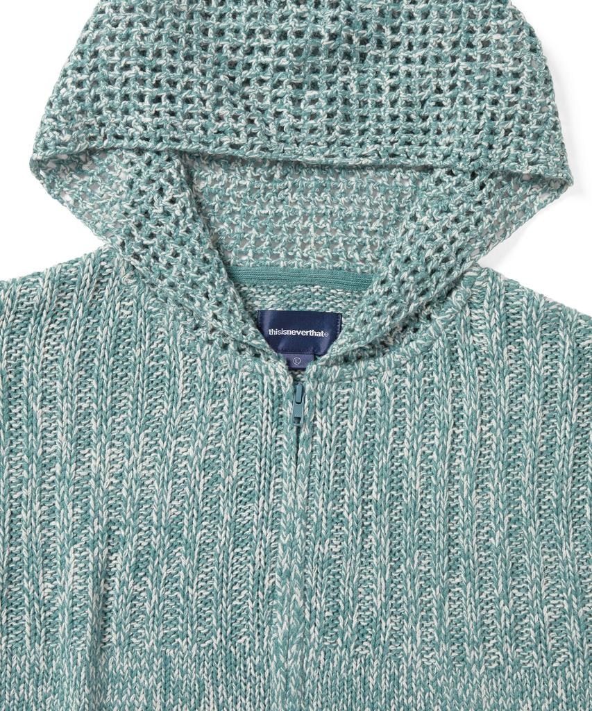 THISISNEVERTHAT Crochet Knit Zip Up Hoodie Light Blue
