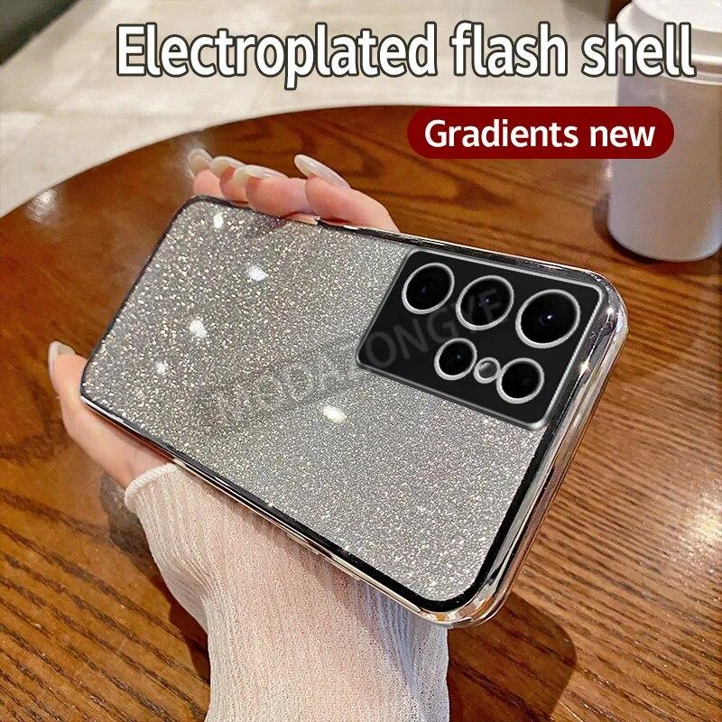 Чехол для Samsung Galaxy S22 Ultra, гальванический мягкий блестящий чехол из ТПУ, чехол для телефона Samsung Galaxy S22 Ultra, для девочек и женщин