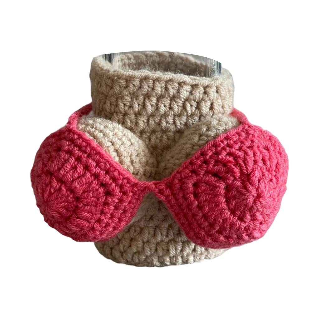 Handmade Knitted Cup Sleeve Bottle Cover Crochet Insulated Drink Holder Soft Yarn Reusable Cozy for Bottles and Cups
