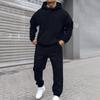 Men's Solid Colour Hooded Long Sleeve Sweatshirt Home Trousers Running Suit
