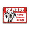 Retro Funny Tin Sign Beware Guard Dalmatian On Duty Cute Pigs Novelty Metal Sign Bathroom Decor Wall Art Posters Wall Decor Gift