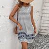 Women's Summer Retro Round Neck Sleeveless Loose Printed Vest Dress