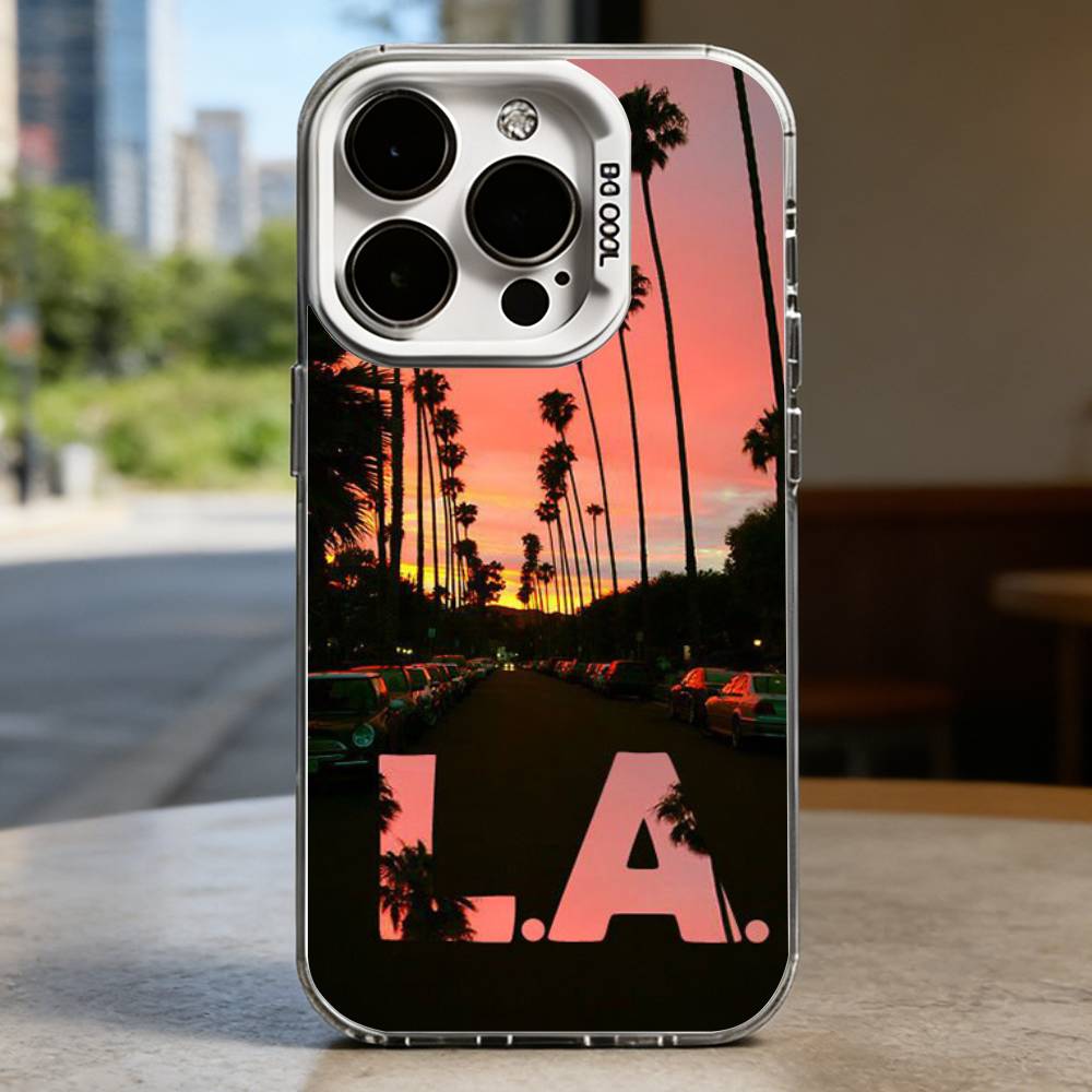 Travel Los Angeles California White Shockproof Phone Case For iPhone 16,15,14,13,12,11,Pro,XS,Max,Plus,Mini,SE