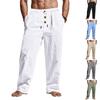Casual Men Beach Trend Button Loose Skin-friendly Breathable Sports Linen Pants