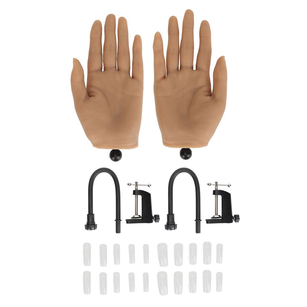 1 Pair Silicone Practice Hand Professional Artificial Bendable Nails Art Acupuncture Practice Tool