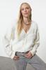 Women's Fashion Stylish Cardigan Ecru Soft Textured Knitwear Cardigan