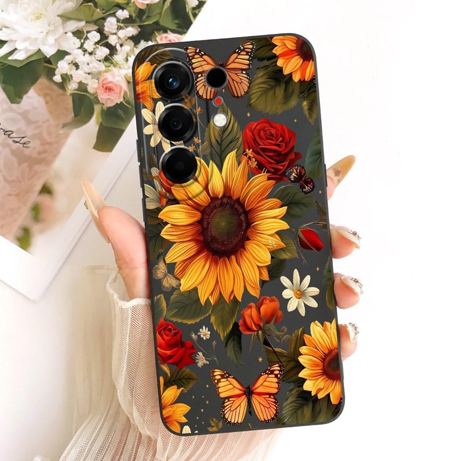 For Tecno Camon 50 Pro 4G CN5c Cute Cat Flower Cartoon Phone Case For Tecno Camon 50Pro 4G Soft Silicone Covers Bumpers