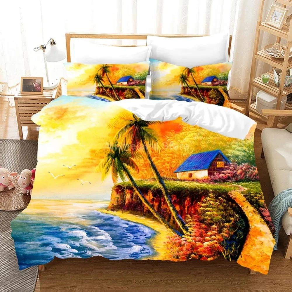 Oil Painting Van Gogh Star Sky Comfortable Duvet Quilt Cover Pillowcase Bedding Set Children Bedroom Decoration Home Textile
